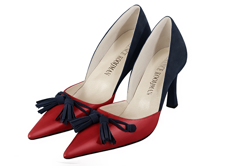 Scarlet red and navy blue matching pumps and . Wiew of pumps - Florence KOOIJMAN